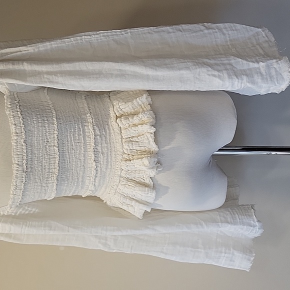 FP One FREE PEOPLE Romantic Rory Top Cotton Gauze Ivory White XS - Picture 7 of 12